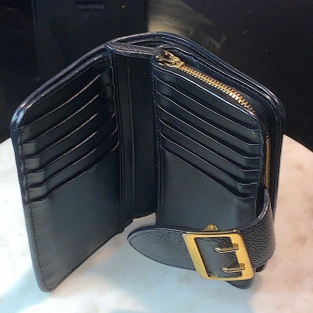 BURBERRY COMPACT ZIPPY WALLET BLACK LEATHER NOVA CHECK BOX DUST COVER HAMPSTEAD - Picture 10 of 15